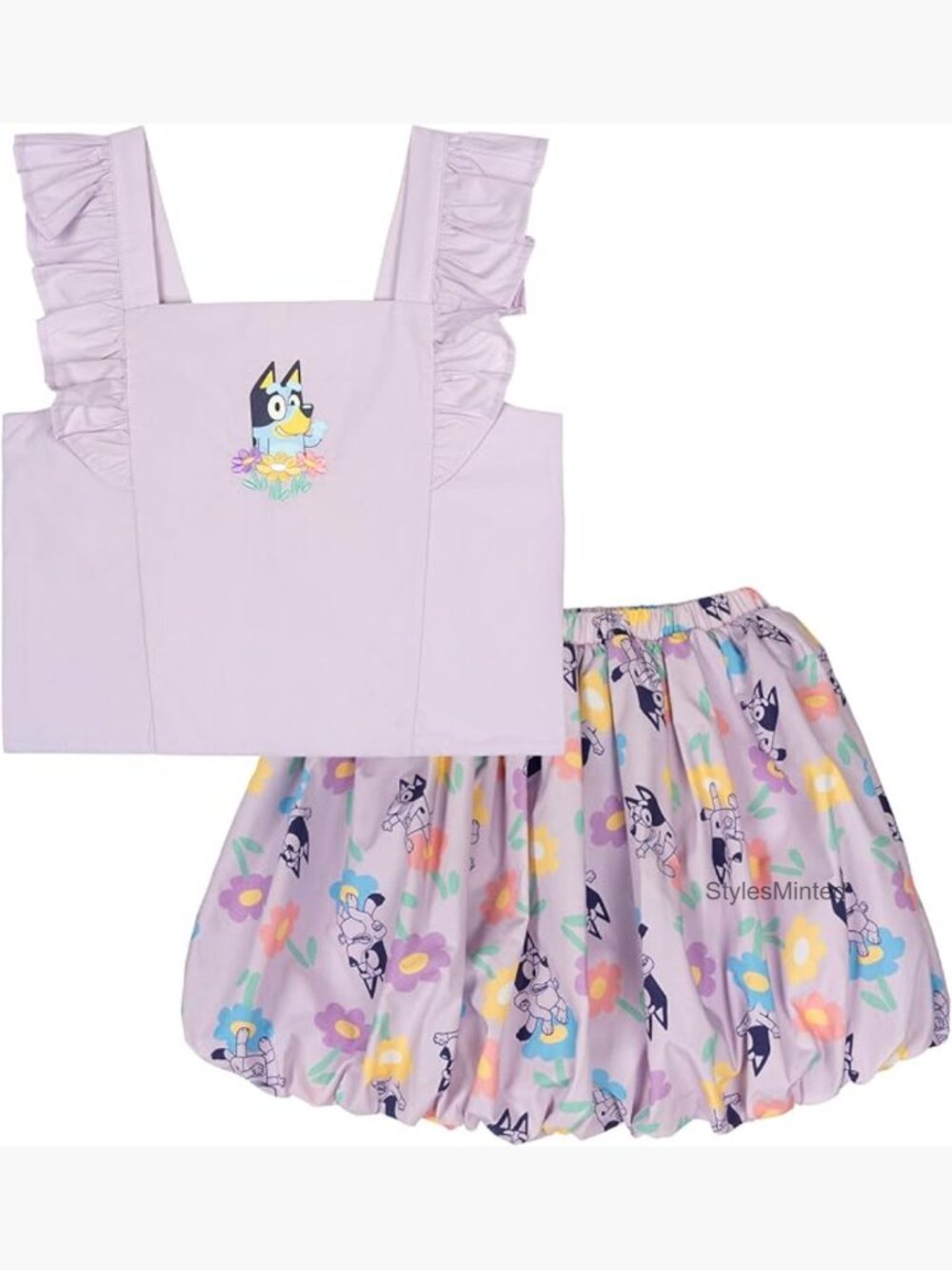 Girls 2-Piece Tank Top & Bubble Skort Set Toddler to Big Kid Sizes
